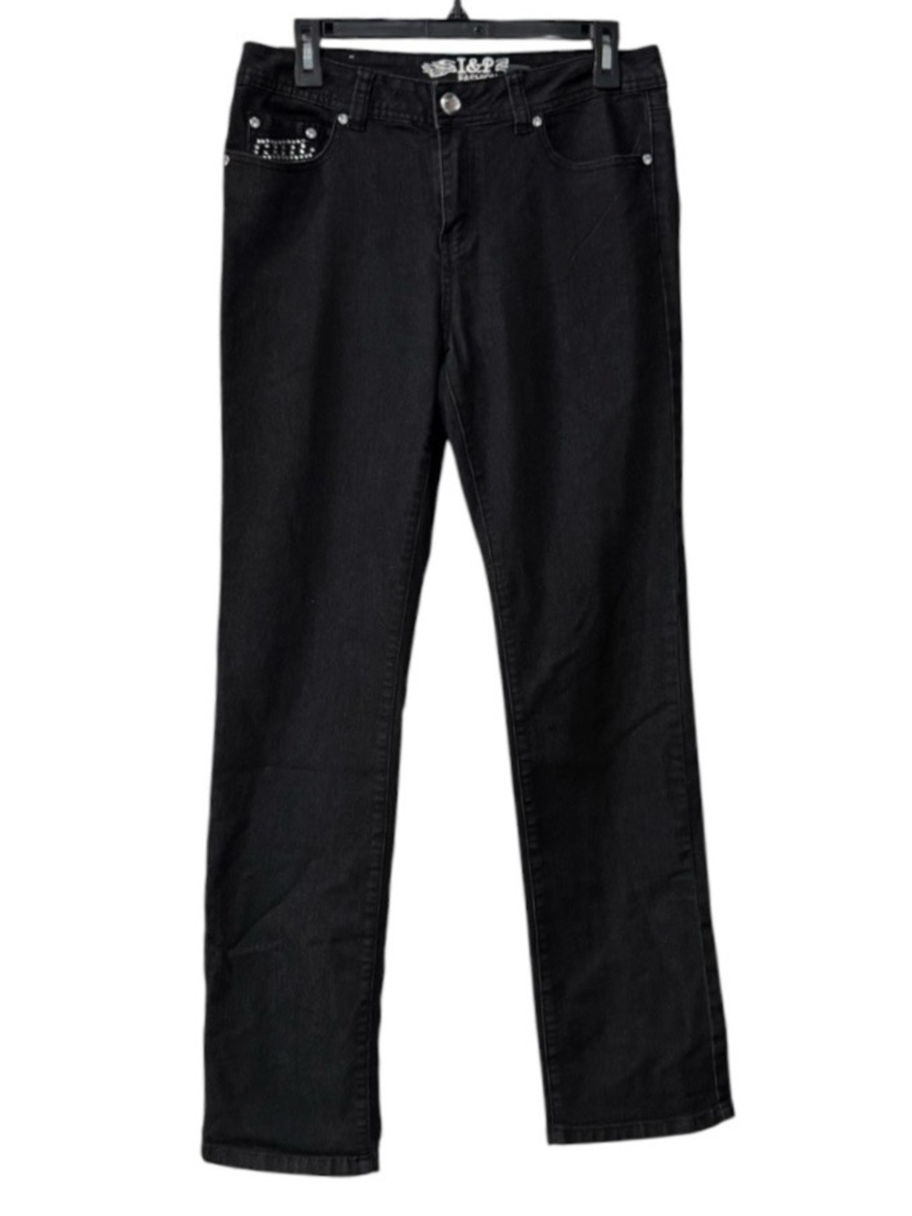 I&P Fashion Juniors 13 black jeans with crystal-style rhinestone design